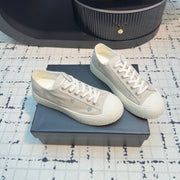 CC Low Sneaker 30mm Light Beige Mix White With Small Flowers Cavas Fabric