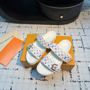 LV LV x TM Bom Dia Flat Comfort Mule White with Monogram Multicolore Leather 218912