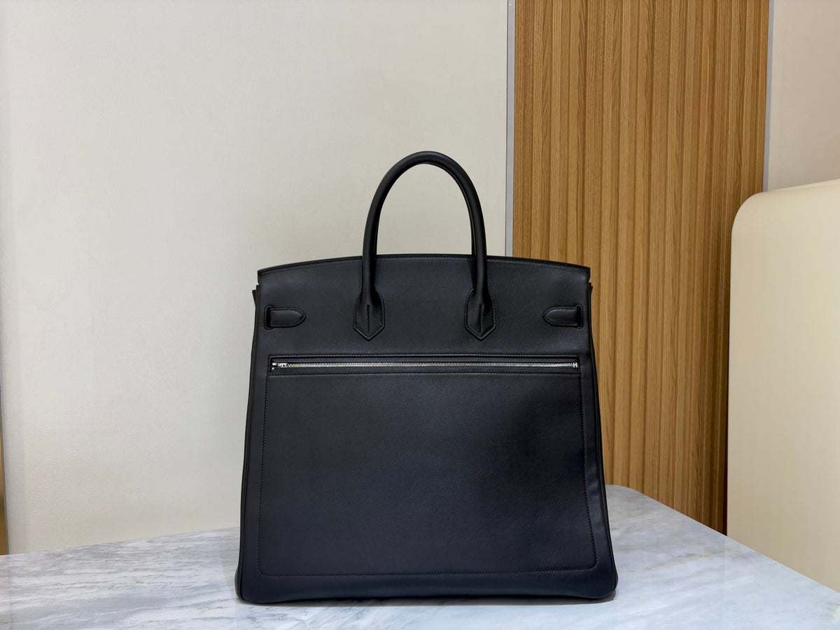 High-end Hermes 2026 Birkin 40cm Haut à Courroies (HAC) Rock Bag Black Swift Leather