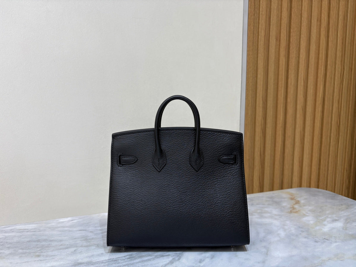 High-end Hermes 2026 Birkin 20cm Bouclerie Casaque Bag Black Goatskin Leather