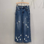 Loewe 25 Diamond Hole Straight Jeans Blue Cotton 217426