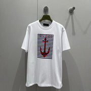 Gucci 25 Anchor Print Short-sleeved T-shirt White Red Cotton