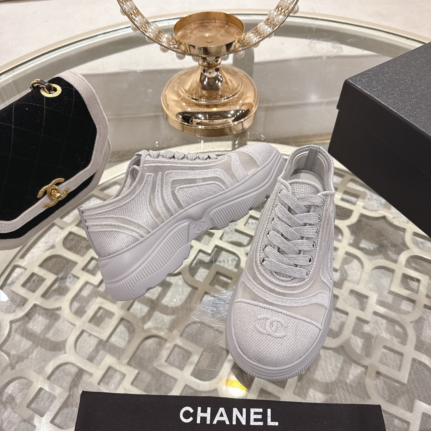 CC 26s Platform Sneakers Light Gray Mesh 627060