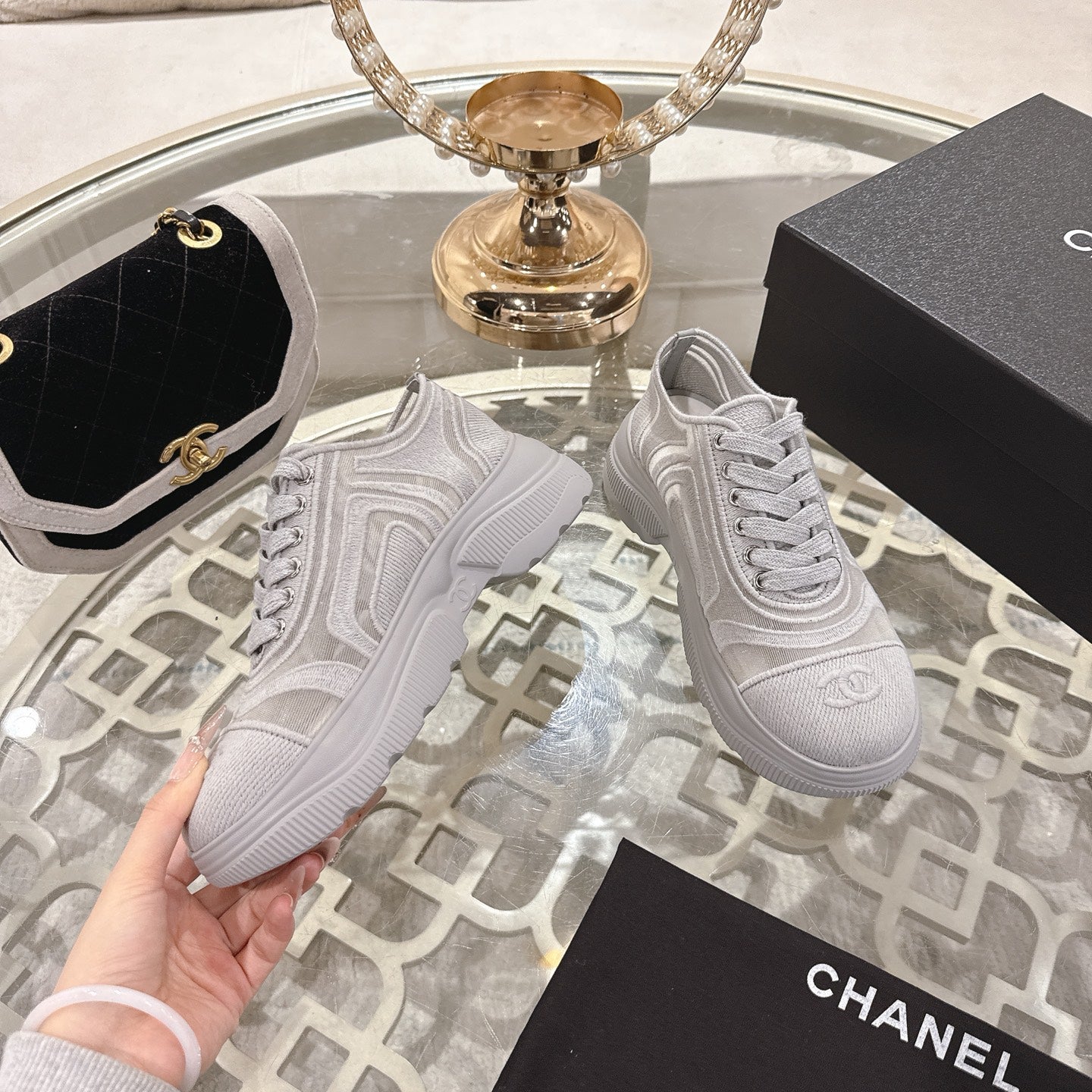 CC 26s Platform Sneakers Light Gray Mesh 627060