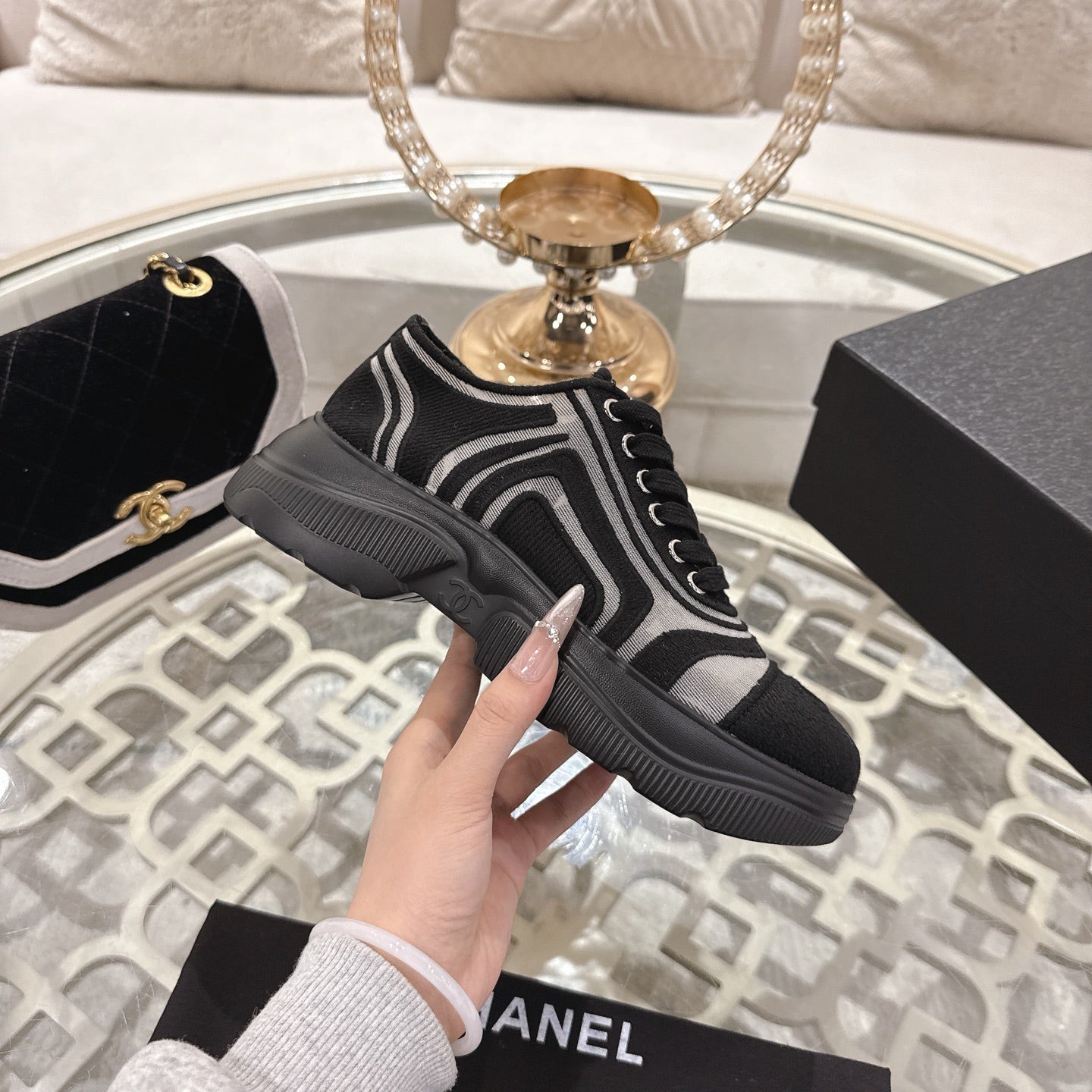 CC 26s Platform Sneakers Black Mesh 627062