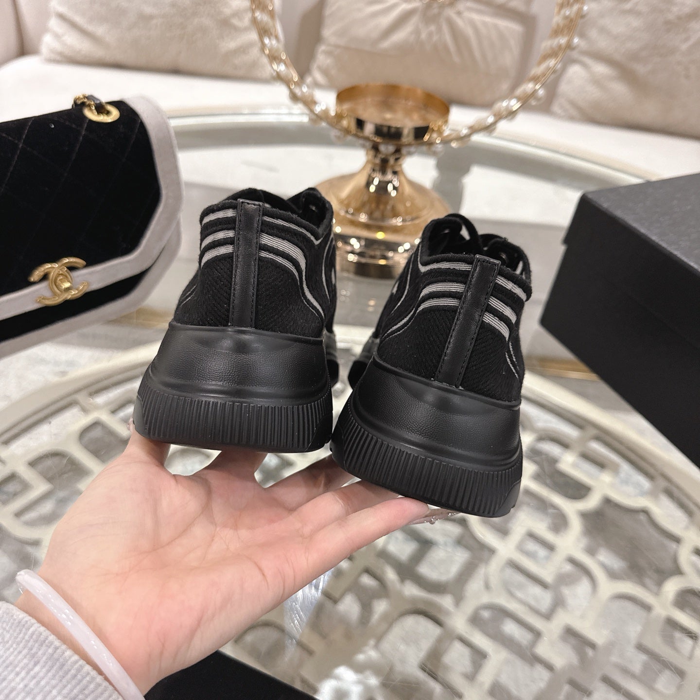 CC 26s Platform Sneakers Black Mesh 627062