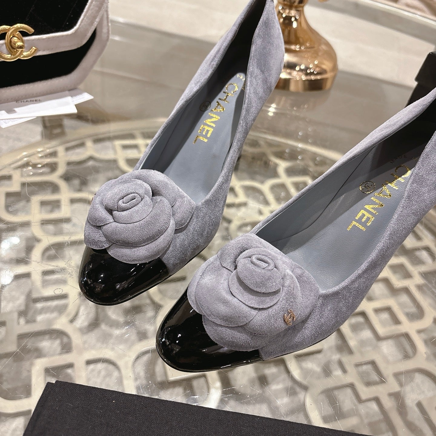 CC 26s High Heels Pump 85 Gray Black Suede 627012