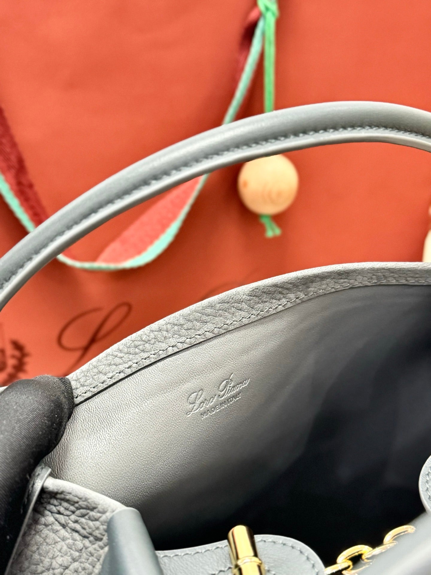 LP 2026 Bale Bucket Bag 36cm Blue-green Cowhide