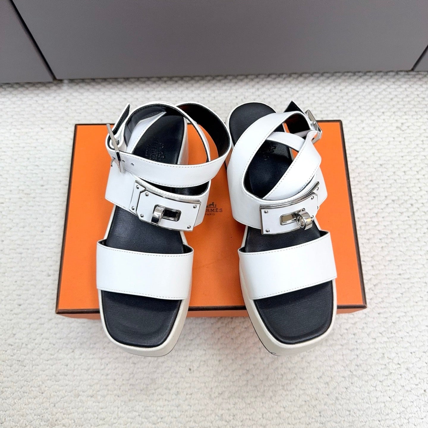 HM 2026 Platform Sandals 70 White Cowhide 664410