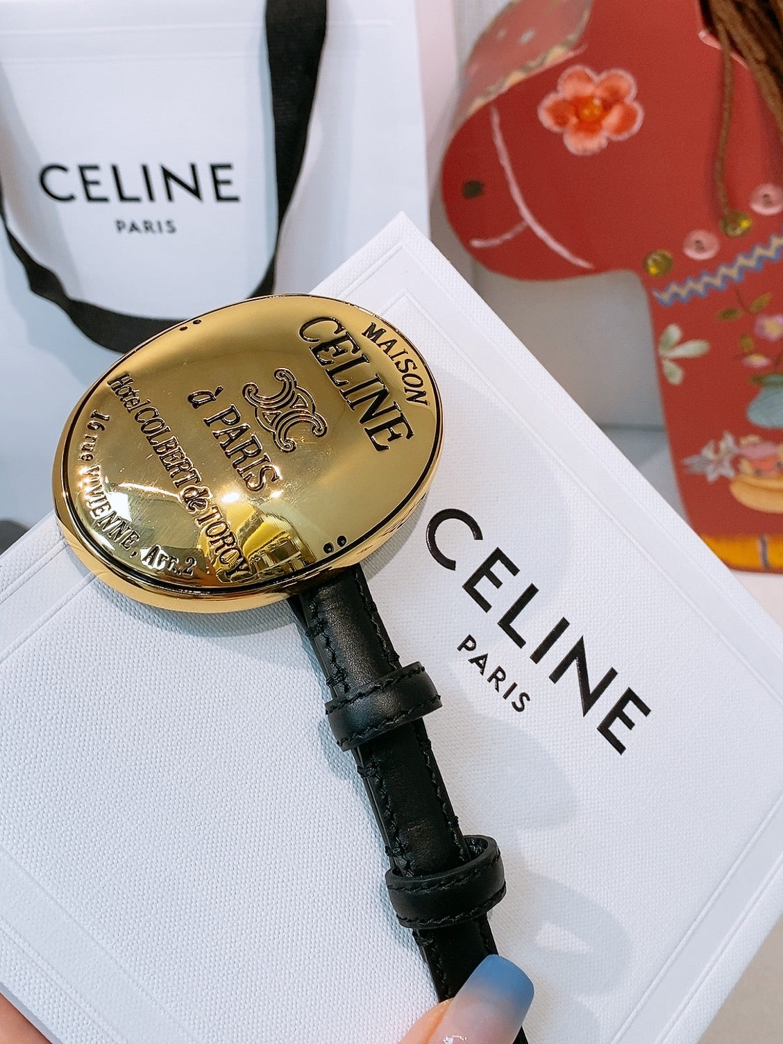 Celine 7.5cm Belt Buckle 1.3cm Width Calfskin