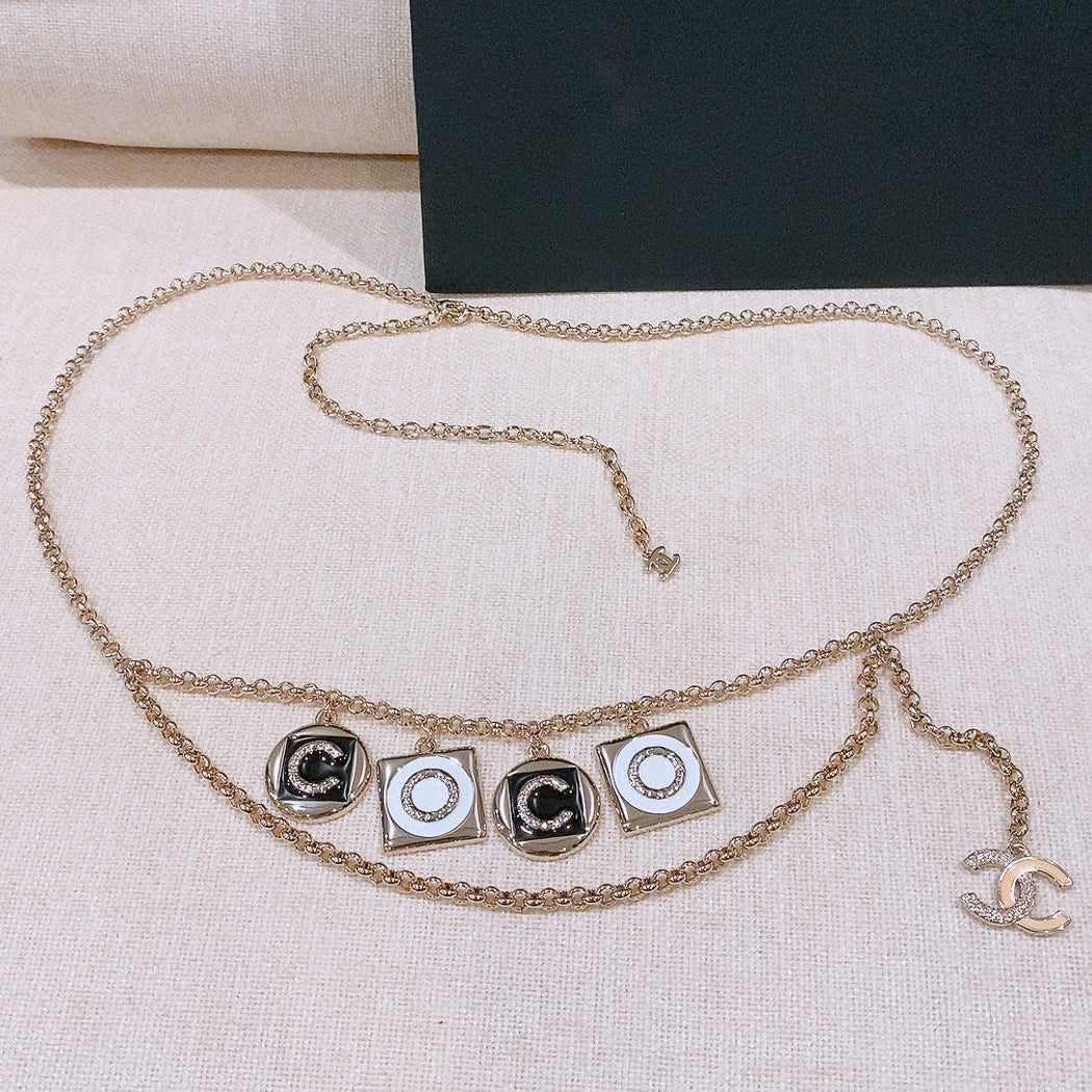 Chanel 2026 CC Letter Charm Layered Chain Necklace Belt