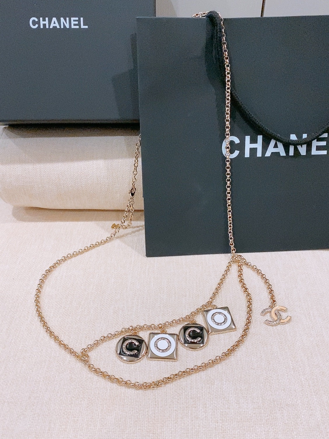 Chanel 2026 CC Letter Charm Layered Chain Necklace Belt