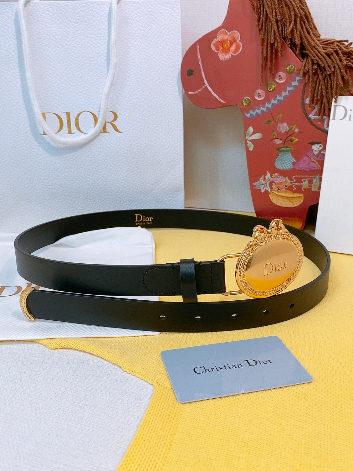 Dior 2026 Oval Buckle Belt 2.5cm Smooth Calfskin