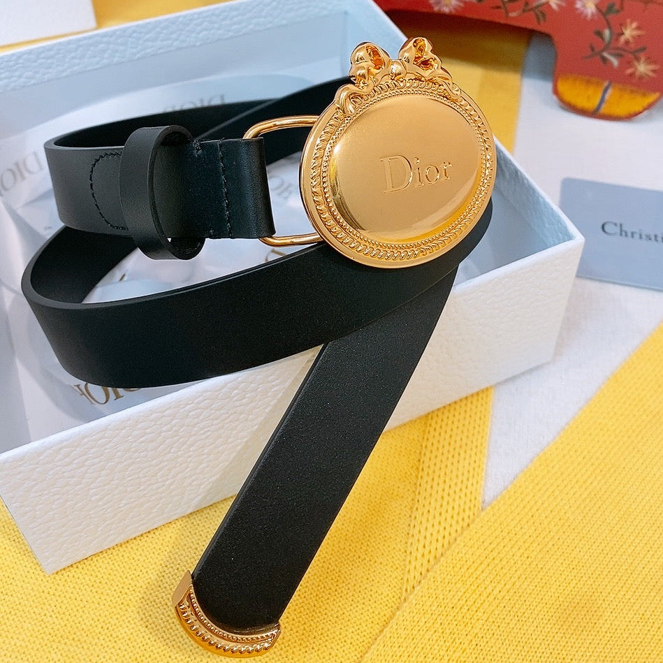 Dior 2026 Oval Buckle Belt 2.5cm Smooth Calfskin