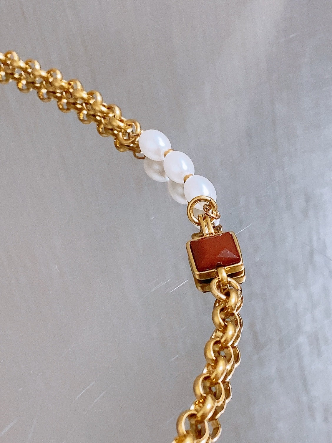 Saint Laurent 2026 Cassandre Pearl Chain Belt Gold 215216