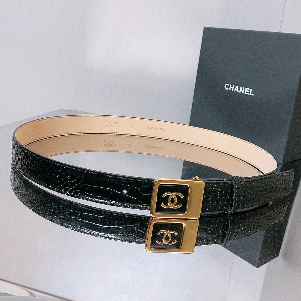 Chanel 2026 Crocodile-Embossed Belt 30mm Calfskin
