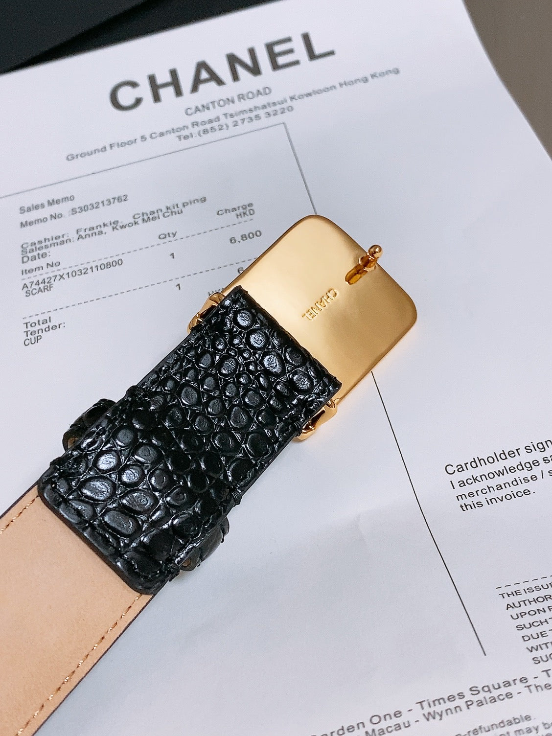 Chanel 2026 Crocodile-Embossed Belt 30mm Calfskin