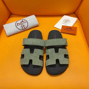 chypre sandal olive suede black calfskin