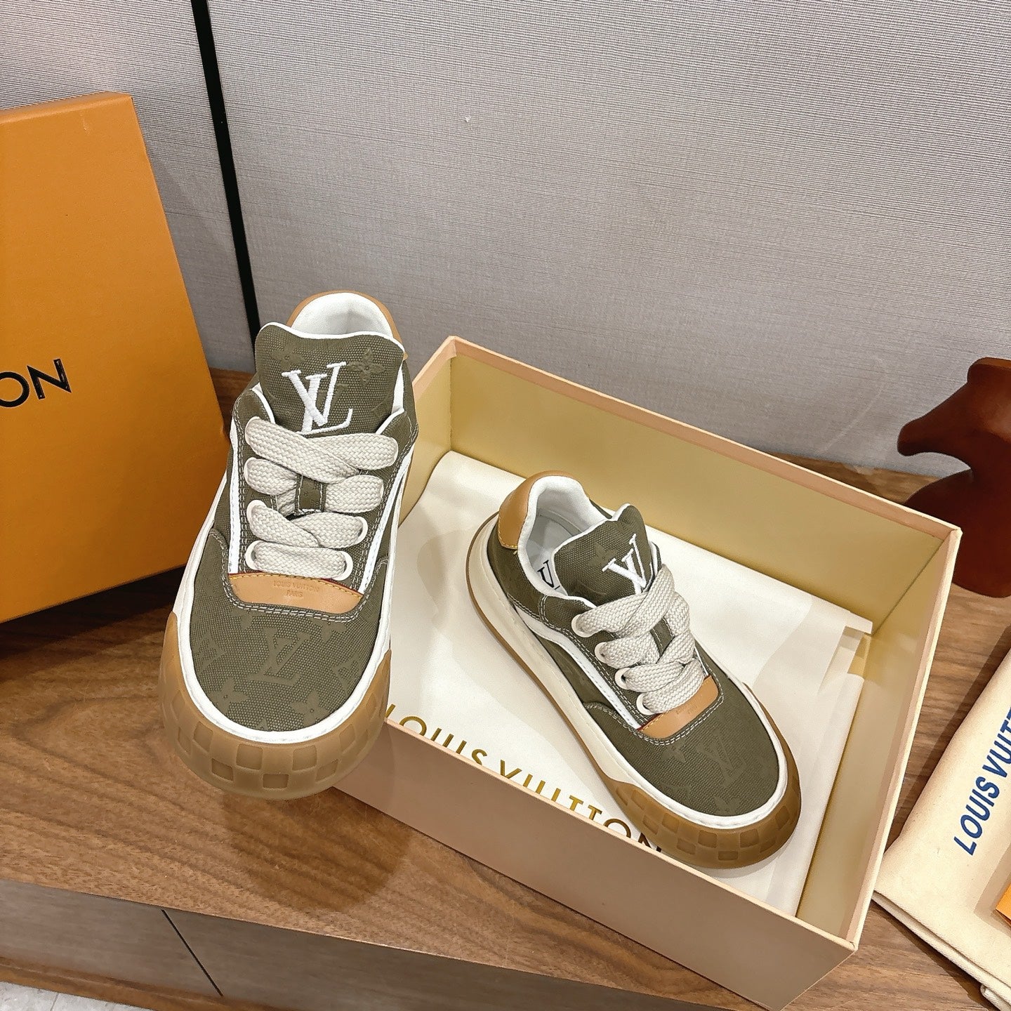 LV 2026 Tilted Sneaker Green Canvas Leather 594936