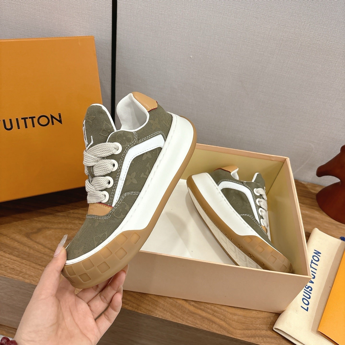 LV 2026 Tilted Sneaker Green Canvas Leather 594936
