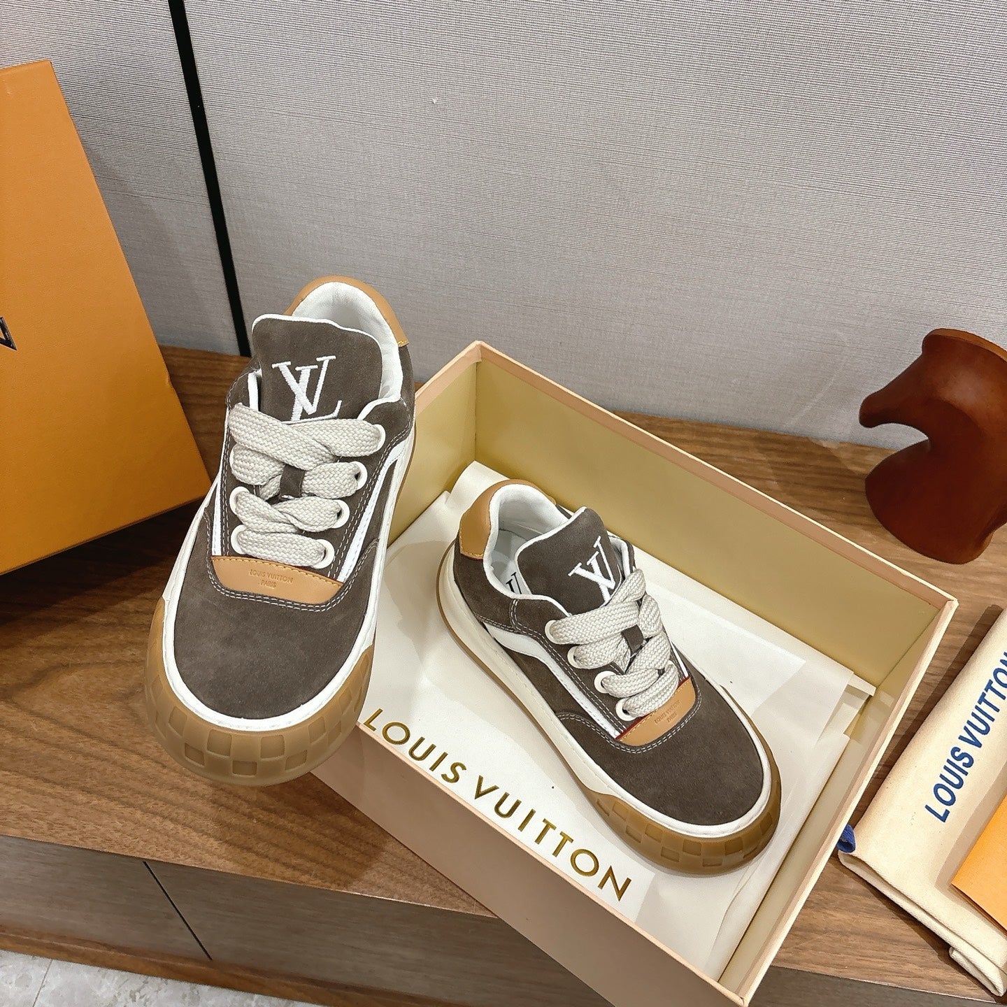 LV 2026 Tilted Sneaker Gray Suede Leather 594931