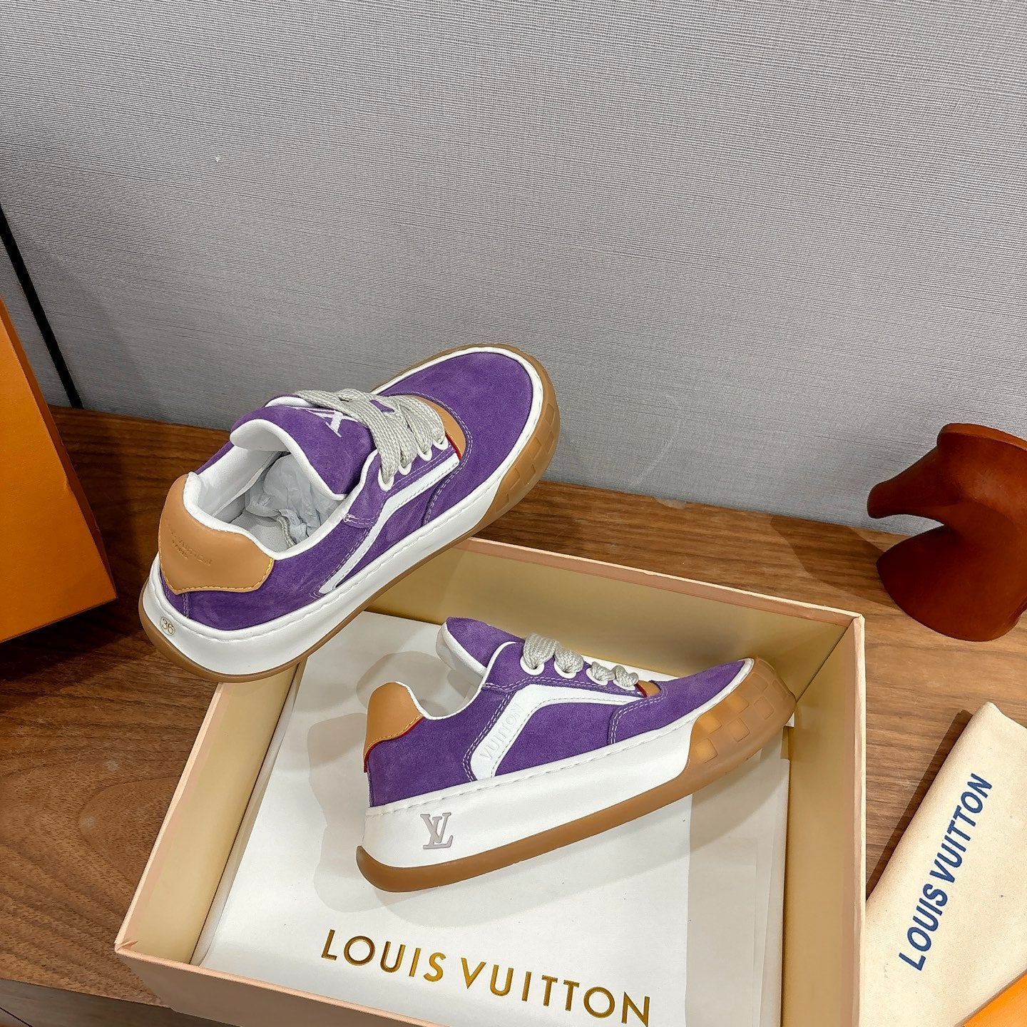 LV 2026 Tilted Sneaker Purple Suede Leather 594934