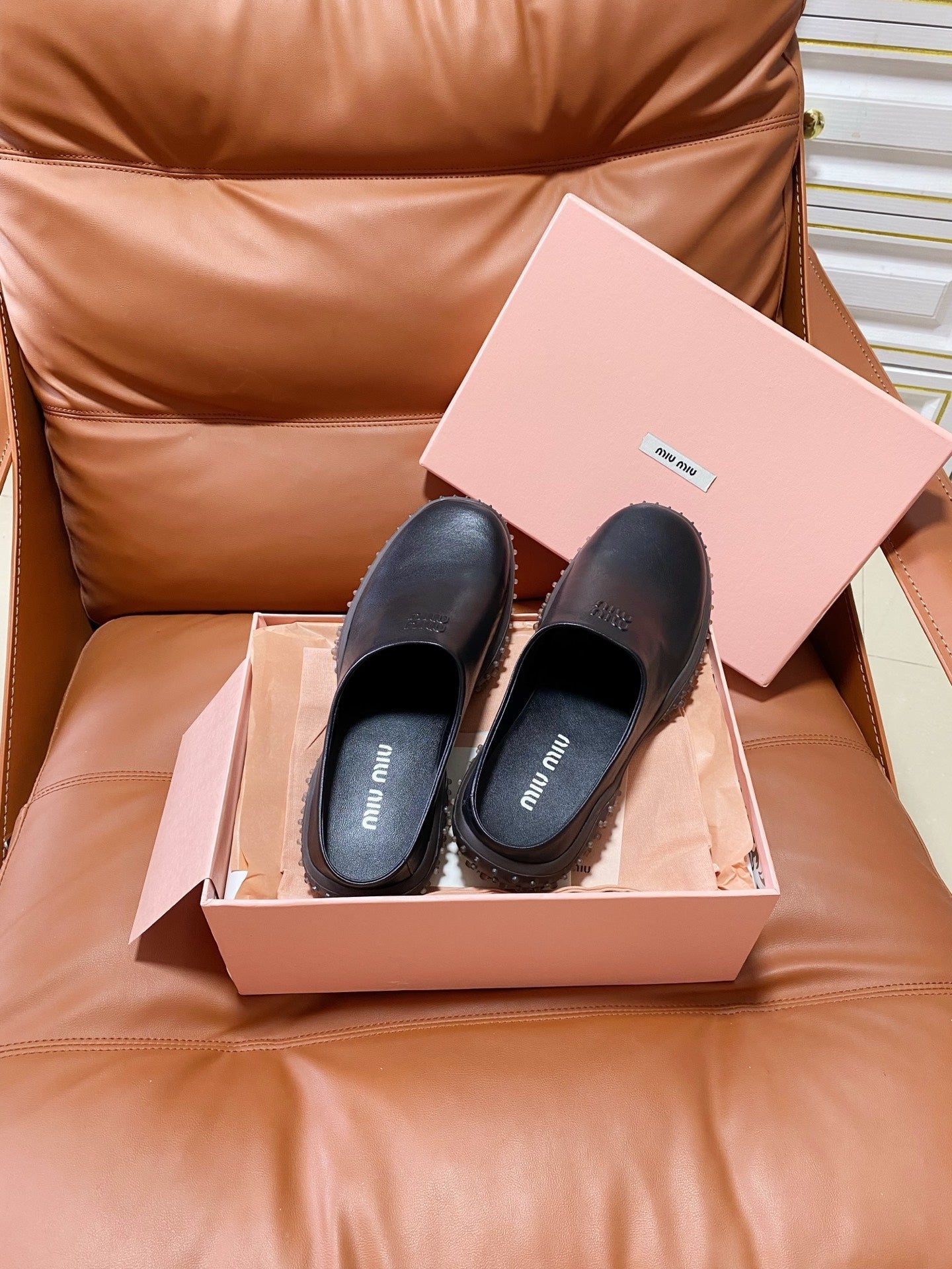 Miumiu 2026 Square Toe Mule Leather 953419