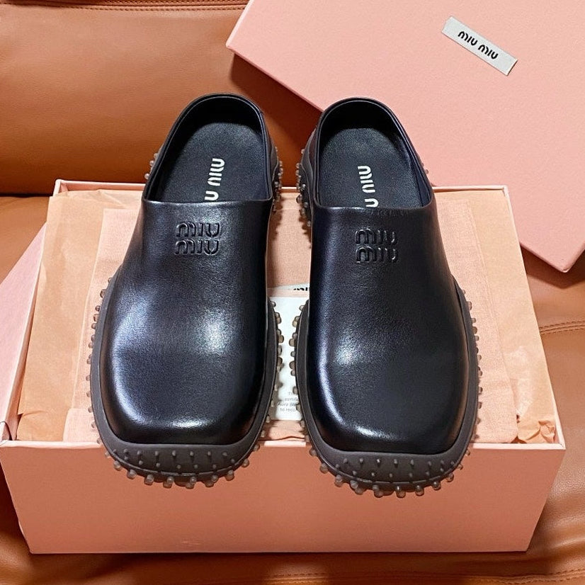 Miumiu 2026 Square Toe Mule Leather 953419