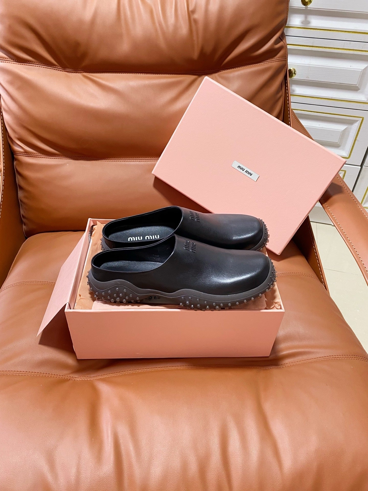 Miumiu 2026 Square Toe Mule Leather 953419