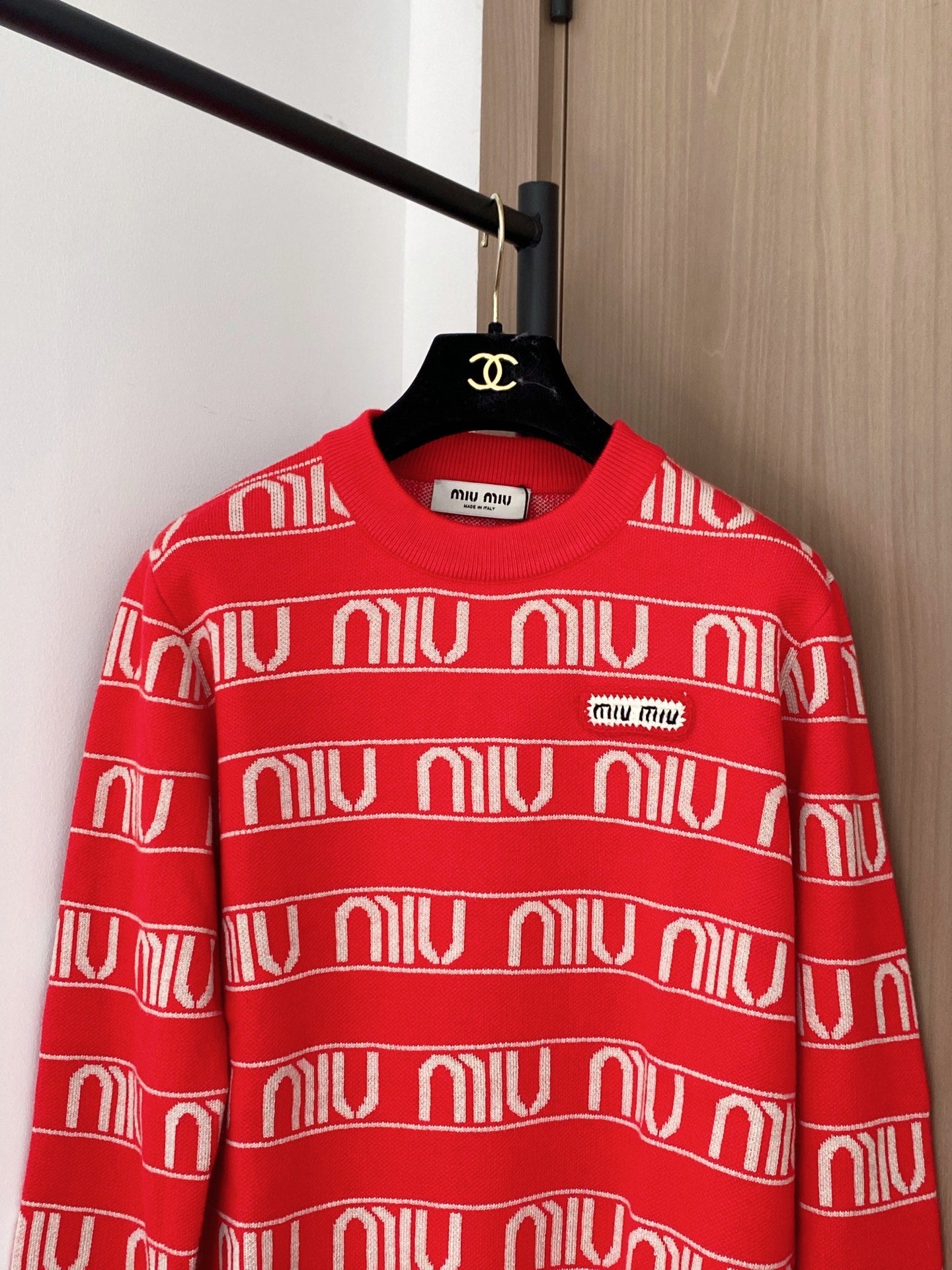 Miumiu 2025 Cardigan Red mix White Wool