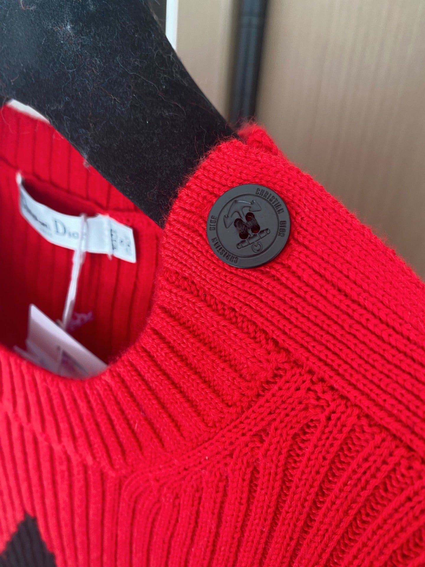 Dior 2025 Long-Sleeve Shirt Red mix Black Wool