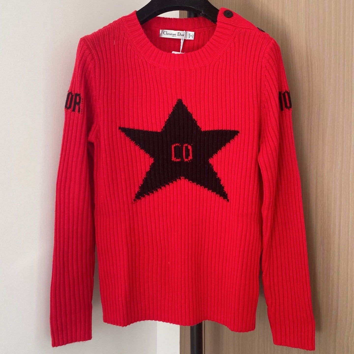 Dior 2025 Long-Sleeve Shirt Red mix Black Wool