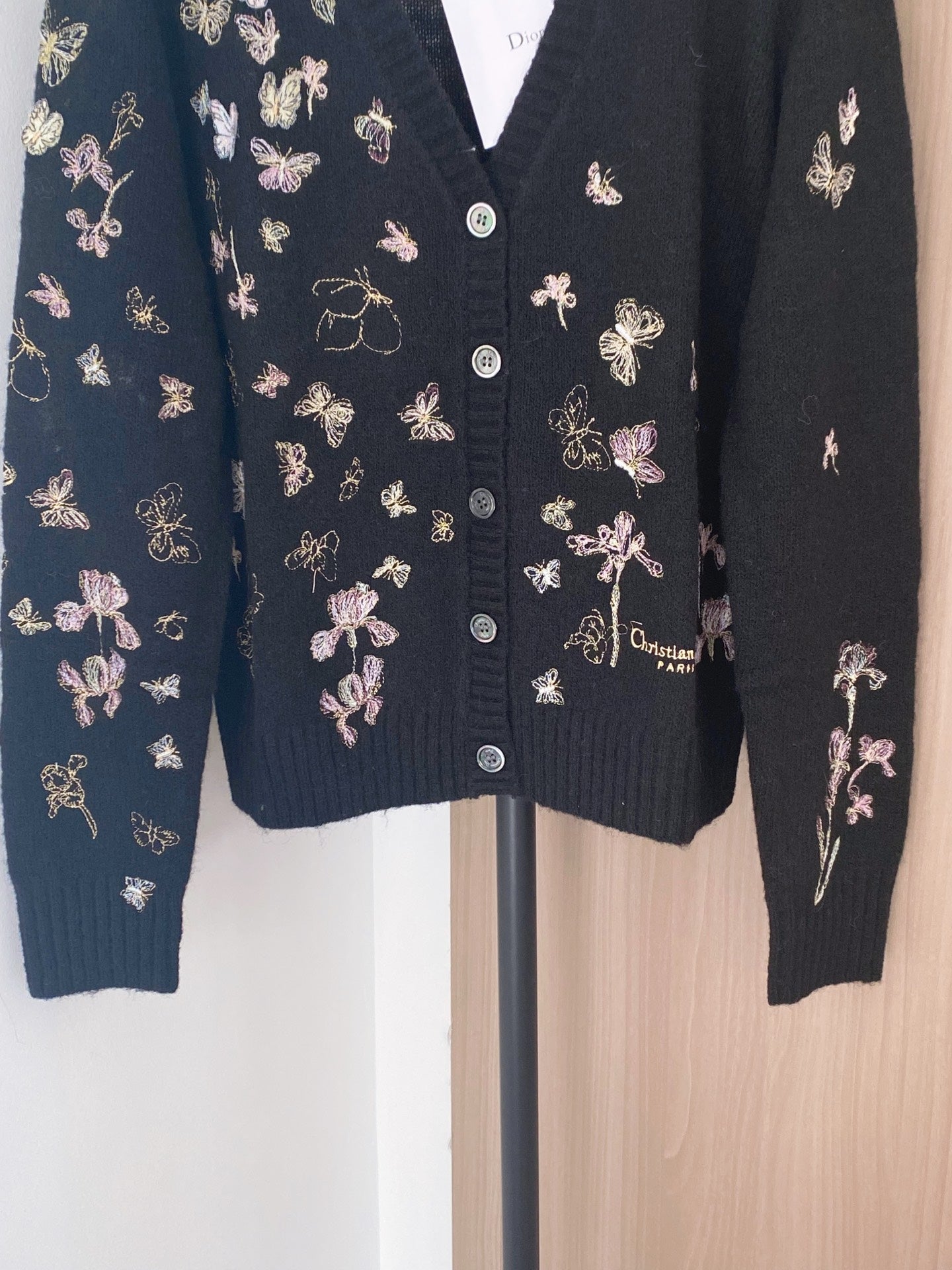 Dior 2025 Butterfly Cardigan Black Mix colors Wool