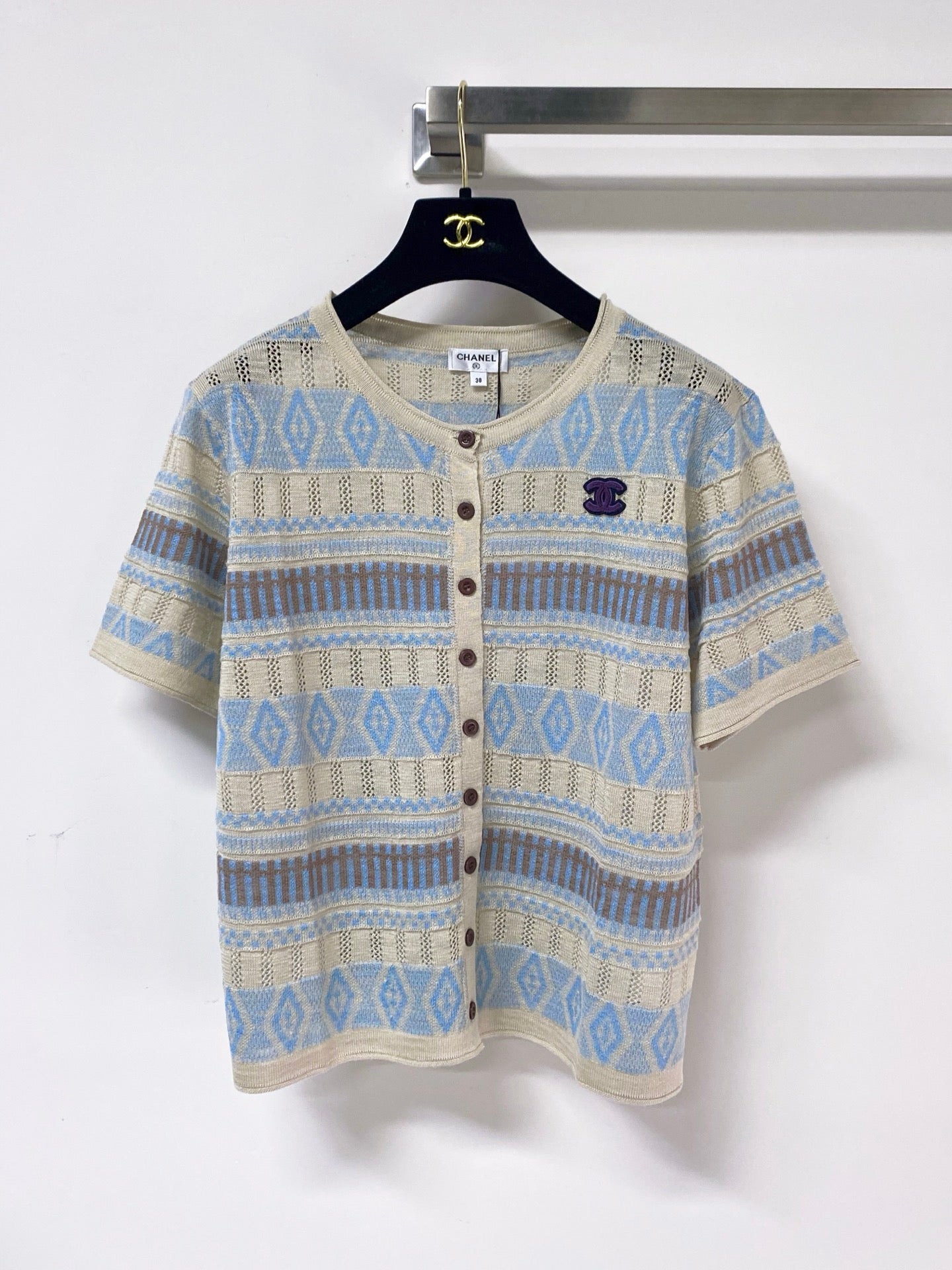 Chanel 2026 Short Sleeve Button Down Cardigan Flax Lelin 435143
