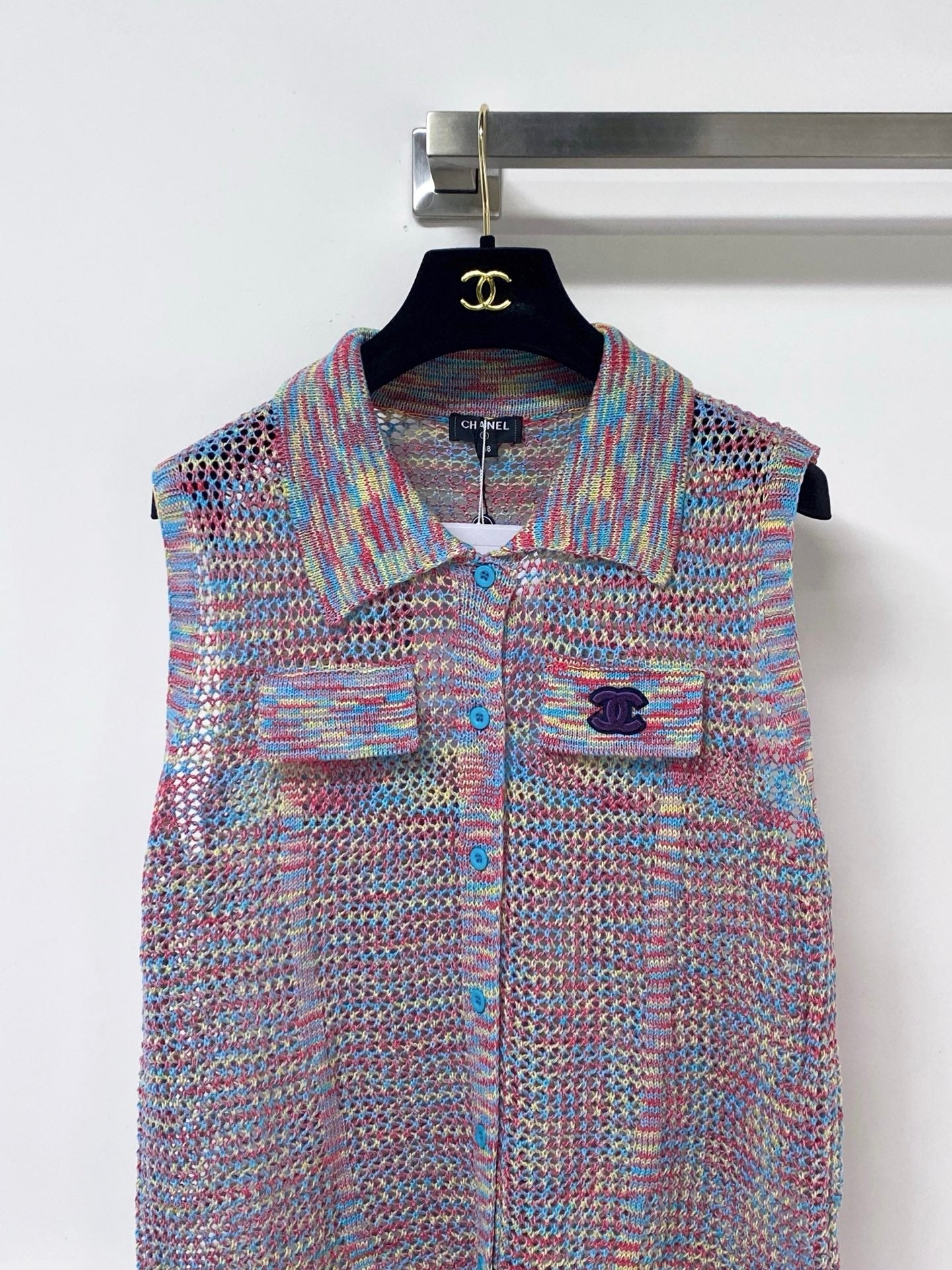 Chanel 2026 Knit Vest Polo Purple Laine Wool 442988