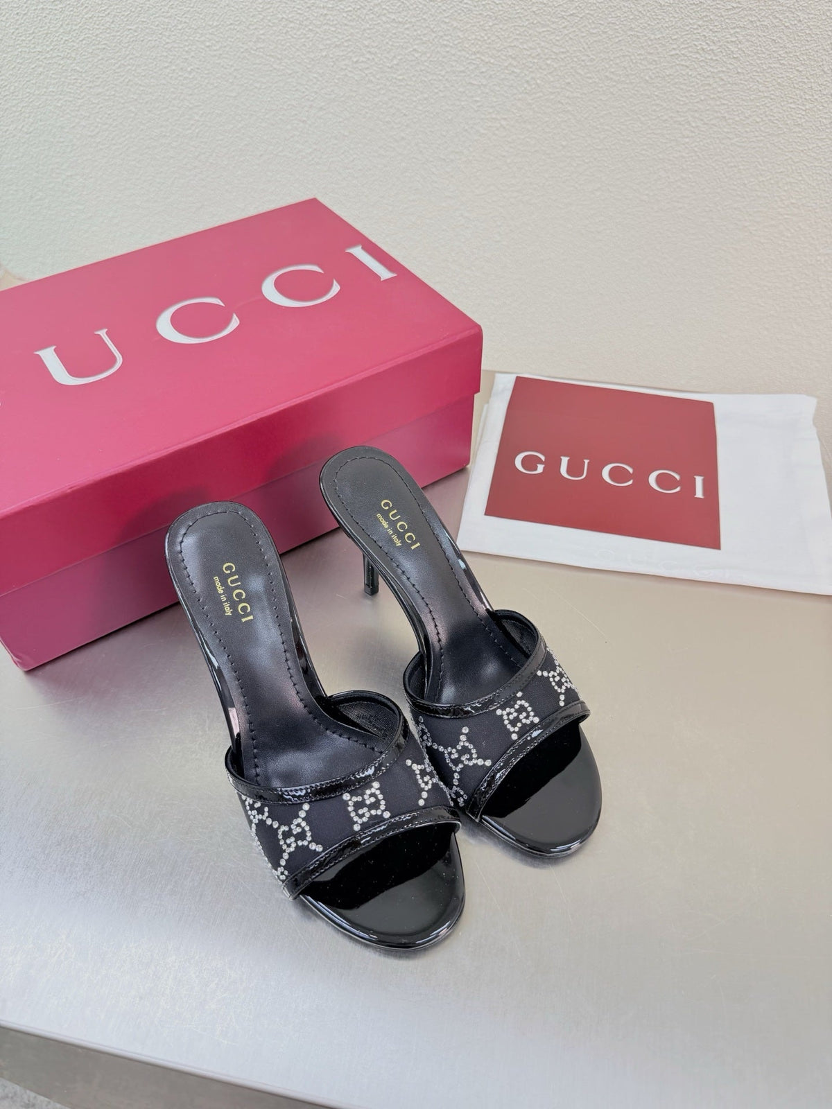 Gucci 2026 Erin GG Sandals 75mm Mesh Leather