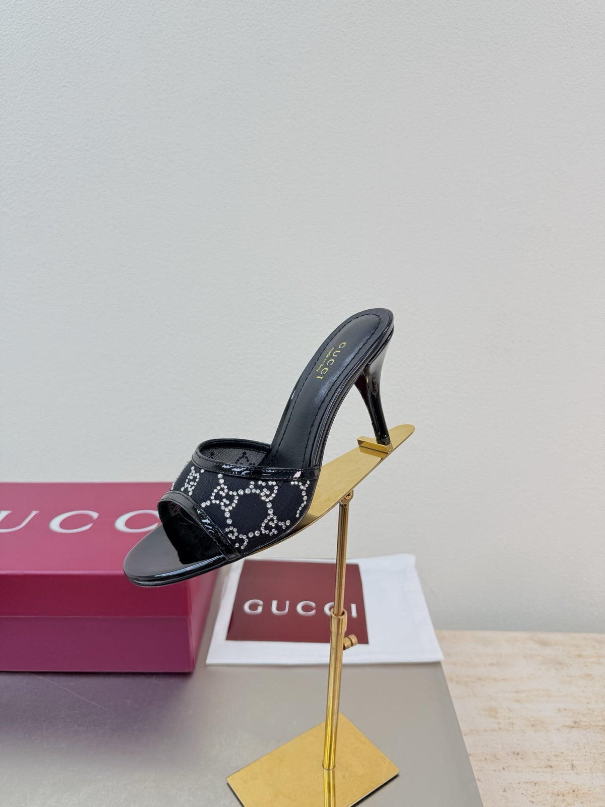 Gucci 2026 Erin GG Sandals 75mm Mesh Leather