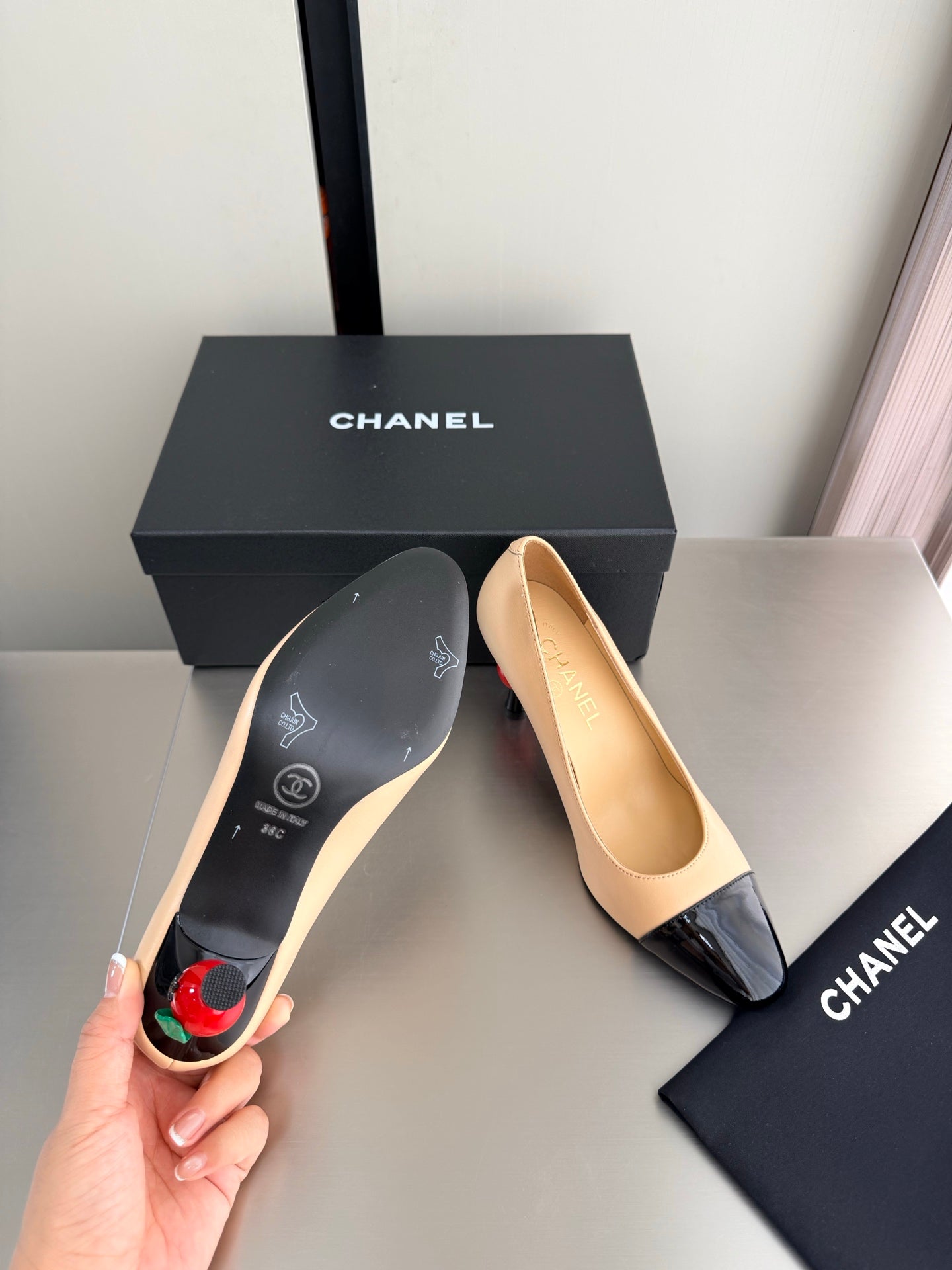 Chanel 2026 Little Red Apple Heel Pump 85mm Lambskin 929469