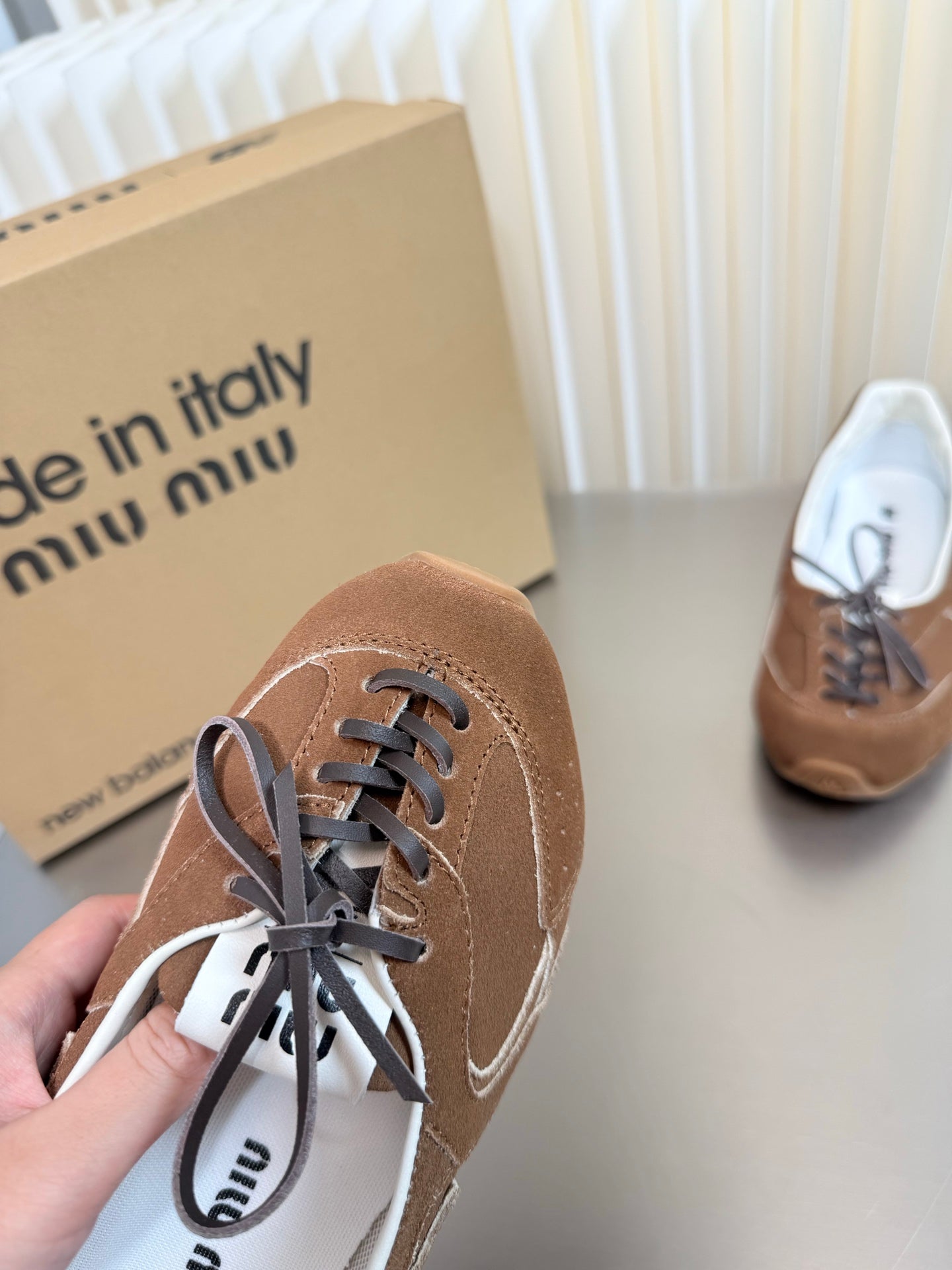 Miu Miu 2026 Balance Low-Cut Ballet Flats Suede Cowhide 989345