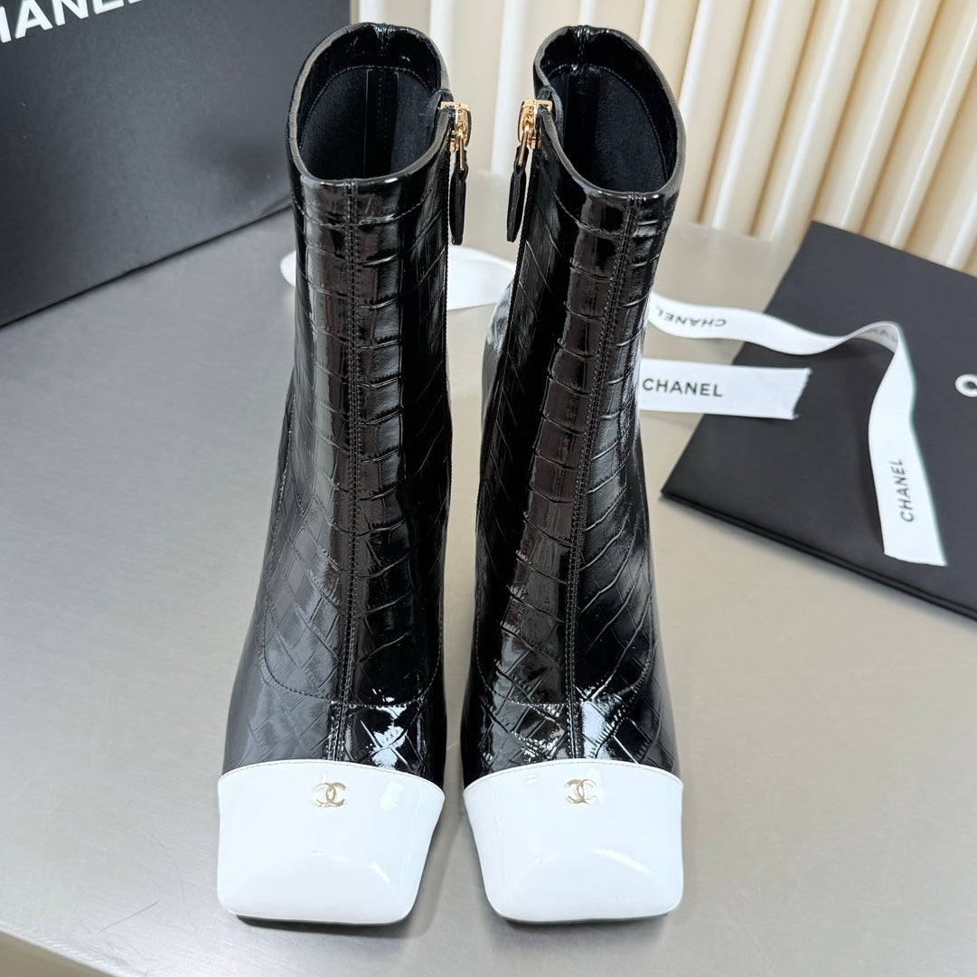 Chanel 2026 Square Toe Ankle Boots 75mm Leather 123426