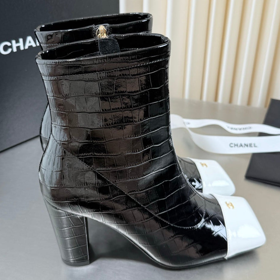 Chanel 2026 Square Toe Ankle Boots 75mm Leather 123426