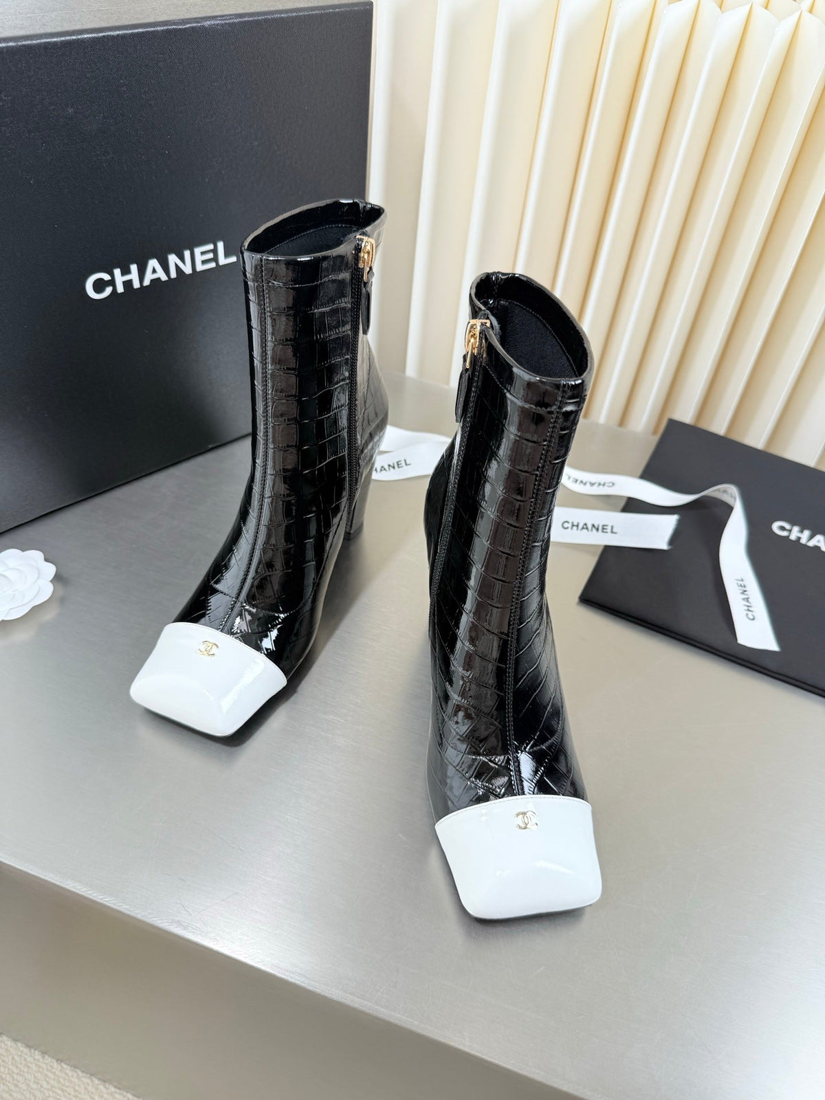 Chanel 2026 Square Toe Ankle Boots 75mm Leather 123426