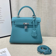 HM Kelly 25cm Retourne Turquoise Togo Leather Silver Hardware