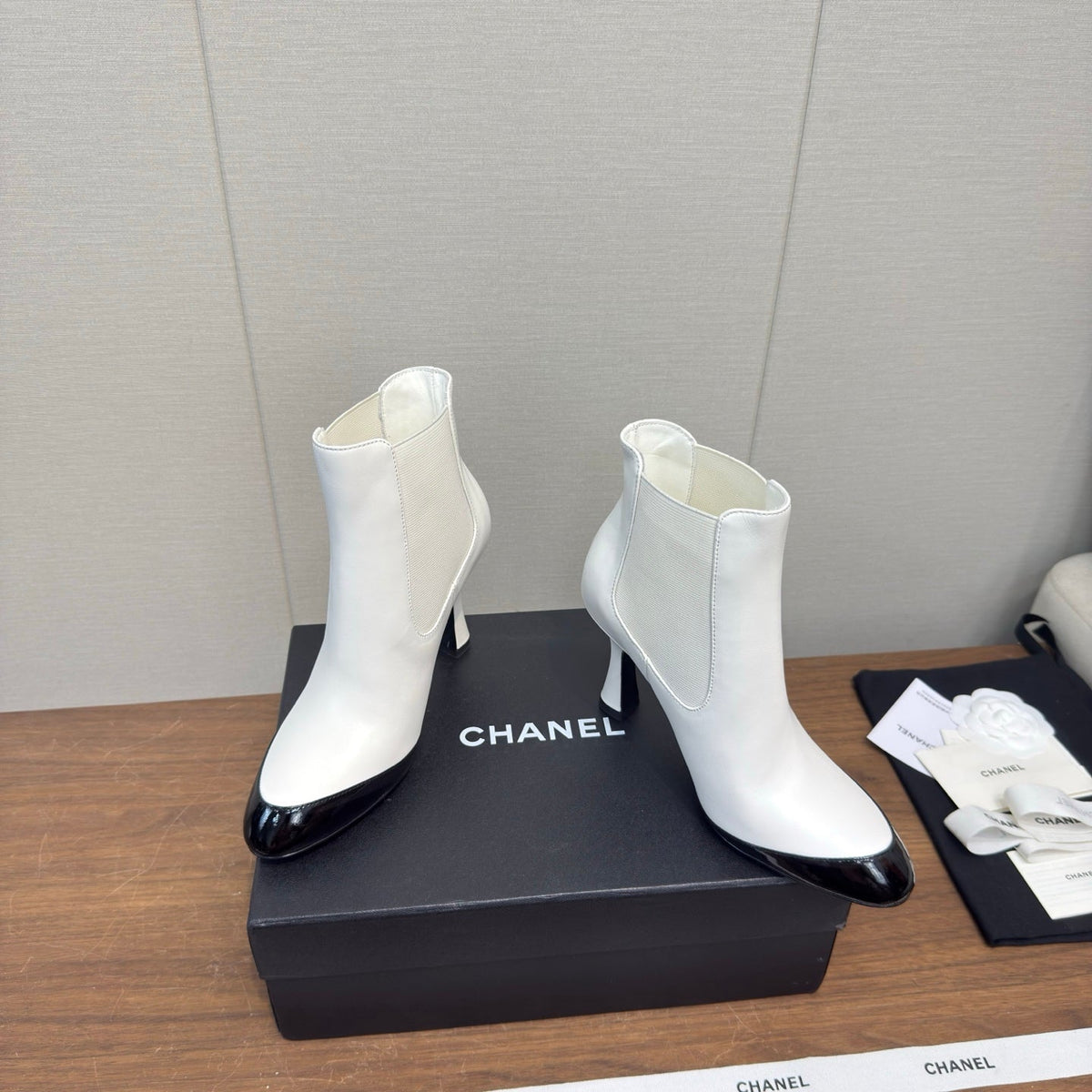 Chanel 2026 Two Tone Ankle Boots 85mm Leather 194819