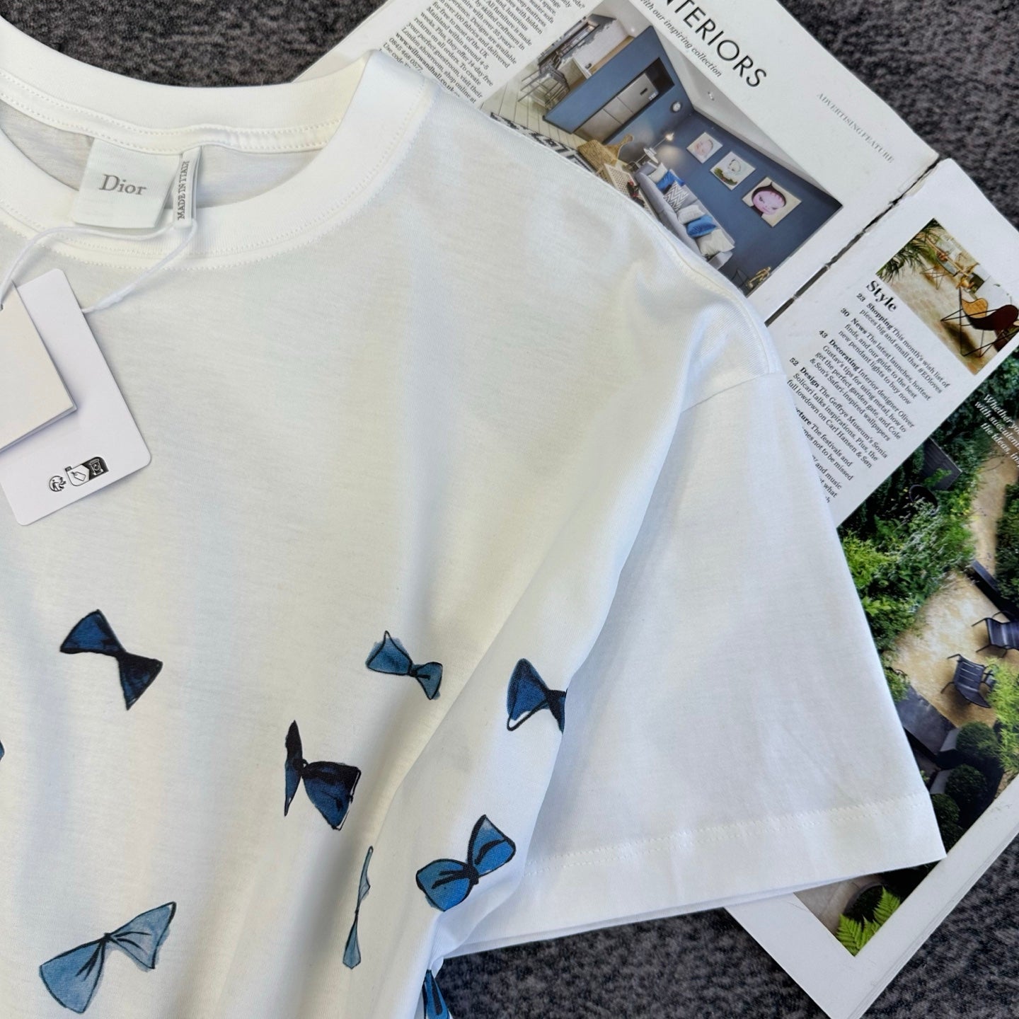 Dior 2026 Blue Bow Short-Sleeve T-Shirt Cotton 374773