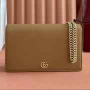 Gucci Marmont Chain Wallet Brown mix Light Green Leather 254943