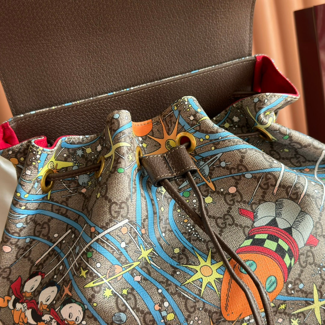 GG 2025 x Disney Donald Duck Backpack Multicolor Cowhide Canvas 273590