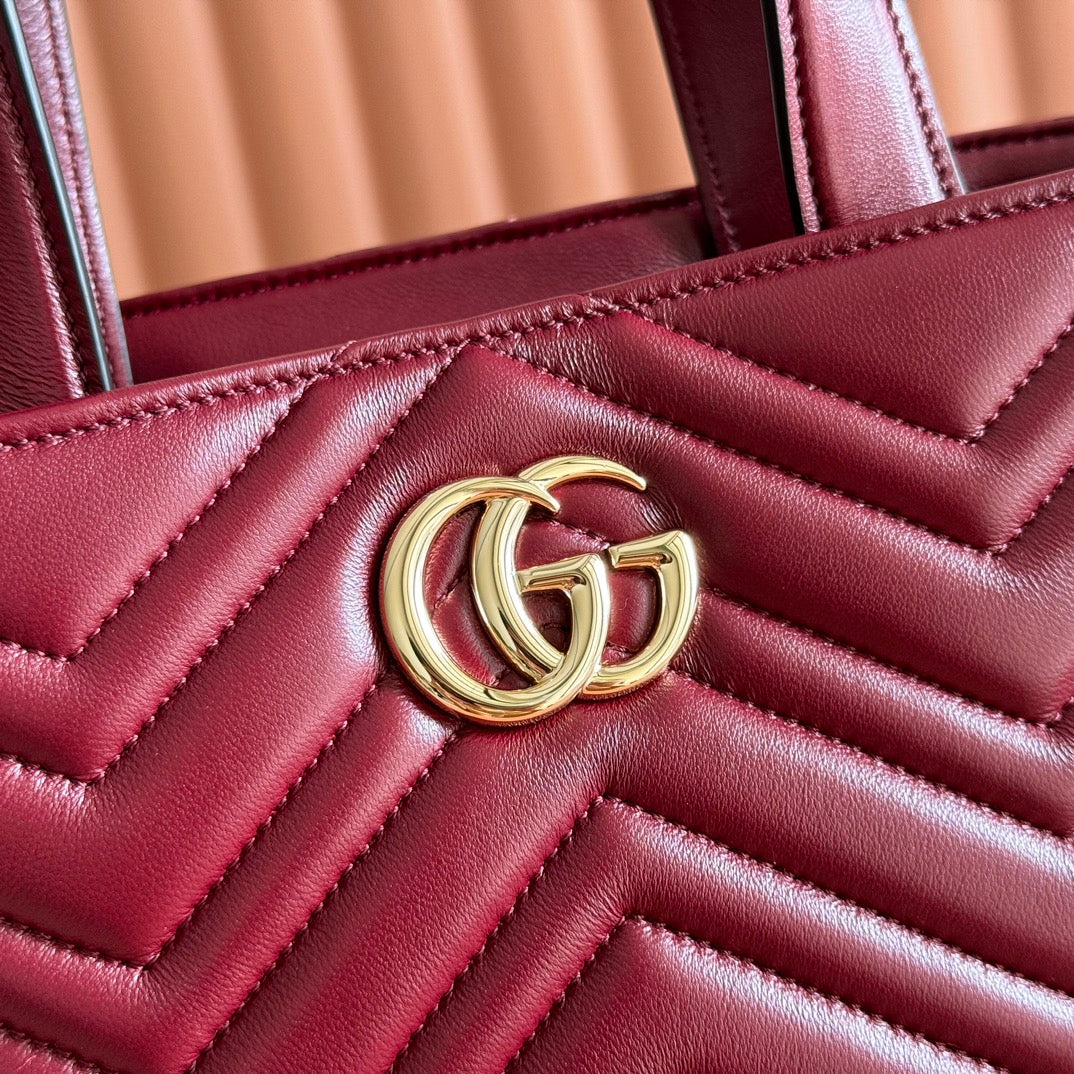 GG 2025 Marmont Tote Bag 29cm Rosso Ancora Red Sheepskin 273627