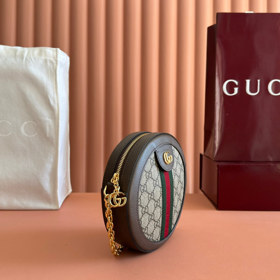 GG 2025 Round Bag Ebony mix Colors Canvas Leather 273587
