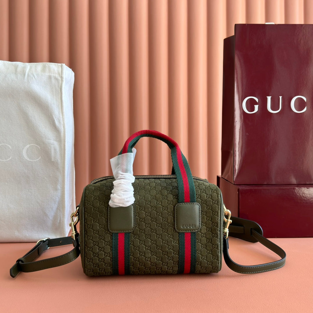 GG 2025 Bag 20cm Green Red Suede Leather 273267